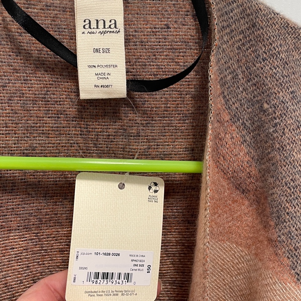 a.n.a Women's Color Block Poncho - Brown and Gray - Picture 2 of 5
